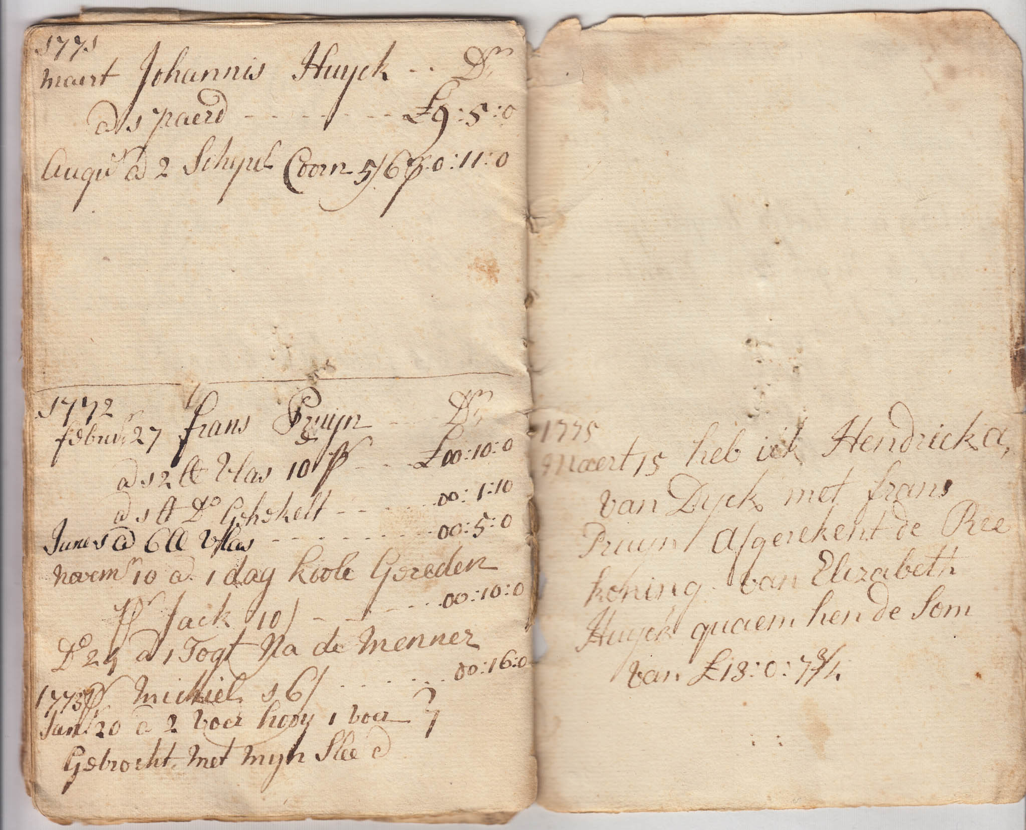 BH024 1769-1775, Account Book of Elizabeth Huyck, 30 Pages